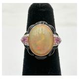 O. Friedman 14K Opal, Sapphire & Diamond Ring