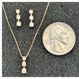 14K Gold & Diamond Necklace & Earring Set 3.86gr