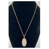 Beautiful Opal, Diamond & Sterling Silver Necklace