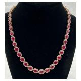 Stunning Ruby, Diamond & Sterling Silver Necklace
