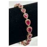 Lovely Ruby, Diamond & Sterling Silver Bracelet