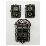 Unusual Large Pin/Brooch & Ear Clips