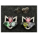 Unique 925 Rubellite-Tourmaline & Diamond Earrings