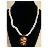 Puka Shell Necklace w/ Carved Sea Turtle Pendant