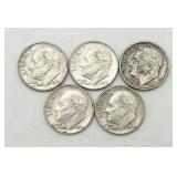 5 1964-D Silver Dimes