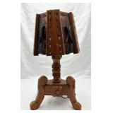 Vintage Rustic Table Lamp w/Amber & Metal Shade