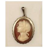 Antique 800 Silver Cameo Pendant