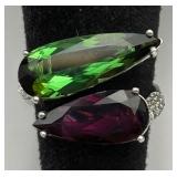 A.I.G Cert. Platinum Tourmaline & Diamond Ring