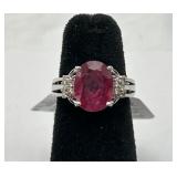 Pretty Ruby, Diamond & Sterling Silver Ring