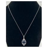 Star Sapphire & Diamond Sterling Silver Necklace