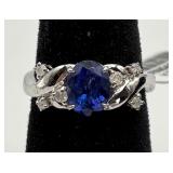 925 Sterling O.F. Tanzanite Zoisite & Diamond Ring