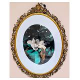 Antique Baroque-Style Oval Frame w/Magnolia Image