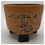 Vtg. Red Clay Pottery Footed Planter