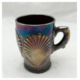 Antique Dugan ï¿½Beaded Shellï¿½ Carnival Glass Mug