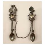 VTG 925 Heart Spoon Chatelaine Brooch