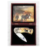 Western Theme Collector Knife In Case