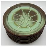 7 Vtg. Frankoma Pottery Wagon Wheel Dinner Plates
