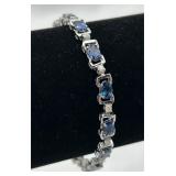 Lovely O.F. Tanzanite, Diamond & Sterling Bracelet