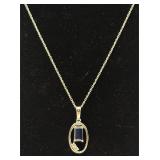 Pretty OF 925 Tanzanite Zoisite & Diamond Necklace
