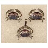 980 Silver Crab Pendant & Earrings