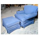 *Nice Blue Upholstered Club Chair & Ottoman Set