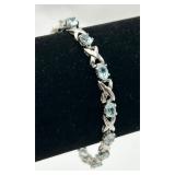 Sterling Silver & Aquamarine ï¿½Xï¿½s & Oï¿½sï¿½ Bracelet