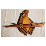 Hand Crafted 9" Intarsia Tree Frog Puzzle Decor