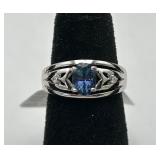 Lovely Tanzanite, Diamond & Sterling Silver Ring