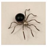 Sterling Silver & Onyx Spider Pin