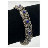 Gorgeous Sterling Silver & Lapis Bracelet, Turkey