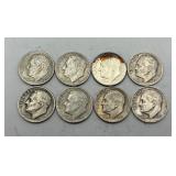 8- Roosevelt Dimes, 90% Silver