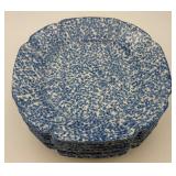 Set of N.S. Gustin Co Blue Spongeware Salad Plates