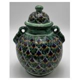 Small-sized Green Peacock Mexican Jar