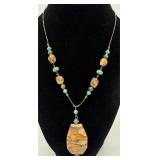 Essence Blue, Amber, & Stone Bead Fashion Necklace