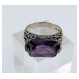 Sterling Silver & Amethyst Colored Stone