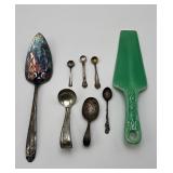 Vintage Silver Spoons/Cake Knife, Ceramic Knife