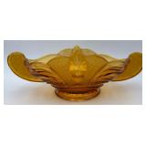 Unique Vintage Art Deco Amber Glass Bowl
