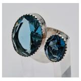 Unique Signed Mexico Sterling & Aquamarine Ring