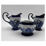 Bombay Blue/White Design Creamer/Sugar Dishes