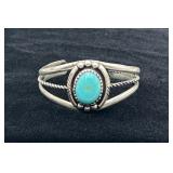 Mexico Sterling Silver & Turquoise Cuff Bracelet