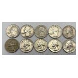 10 Washington Quarters, 90% Silver
