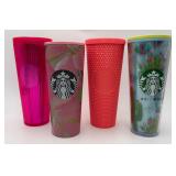 Lot of 4 Pink Starbucks Brand Tumblers