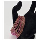 VTG 5 Strand Bracelet w/Pink Beads & Stones