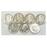 7 - 90% Silver Roosevelt Dimes