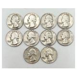 10 90% Silver Washington Quarters