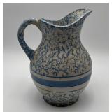 Antique Blue/White Spongeware Stoneware Pitcher