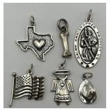 Lot of 6 Sterling Silver Charms/Pendants