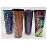 Lot of 4 Purple Starbucks Brand Tumblers