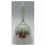 Fenton Iridescent Milk Glass Hand-Painted Bell