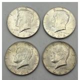 4 1964 D Kennedy Half Dollars, 90% Silver